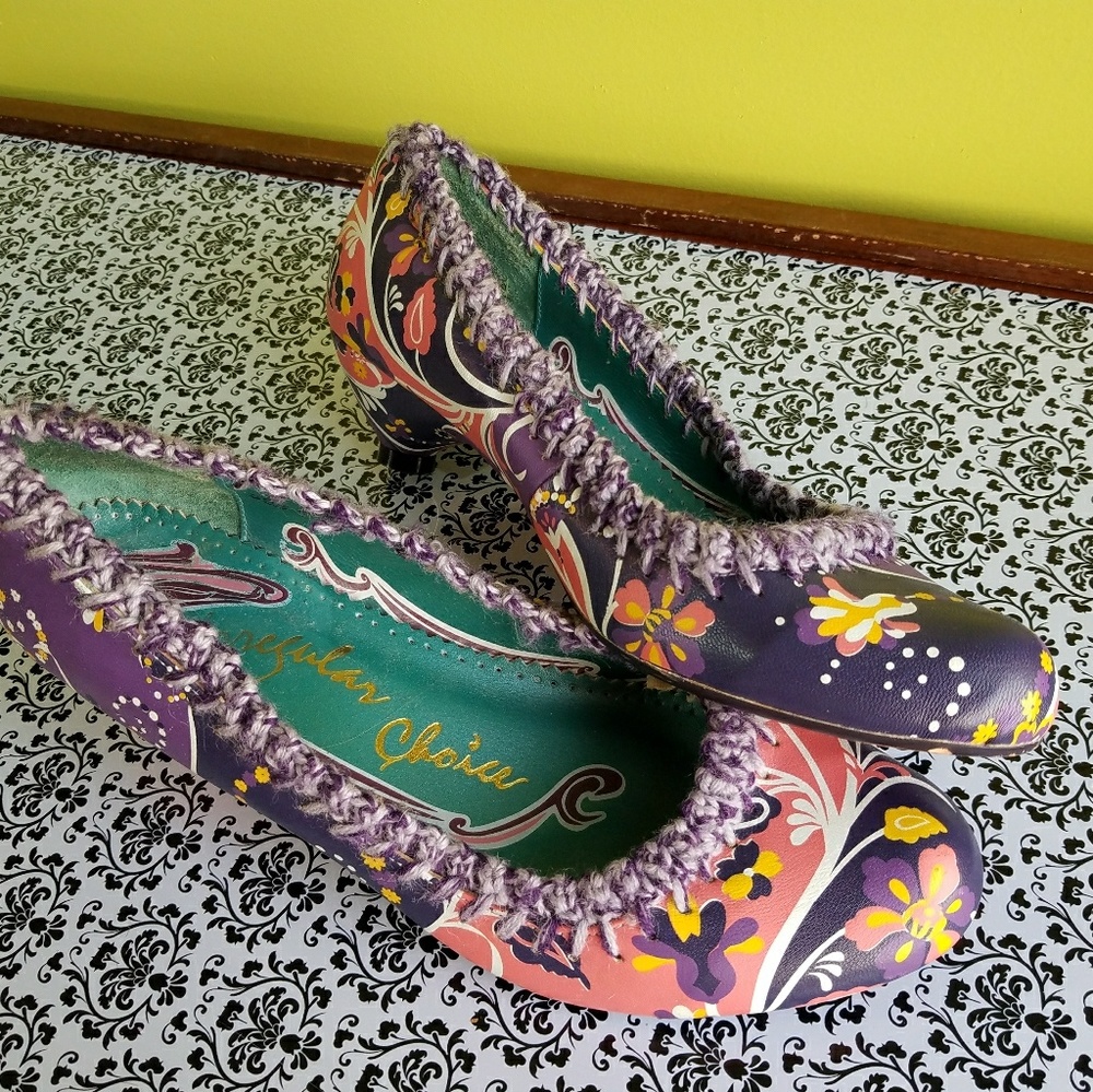Irregular Choice Swirly Knit YarnTrim Kitten Heels